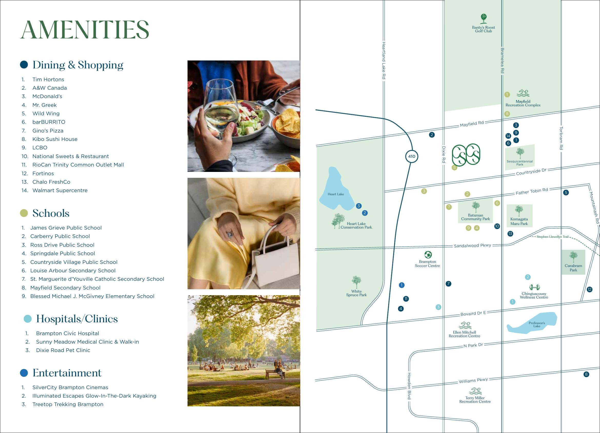 Amenities map around Countryside Urban Towns in Brampton