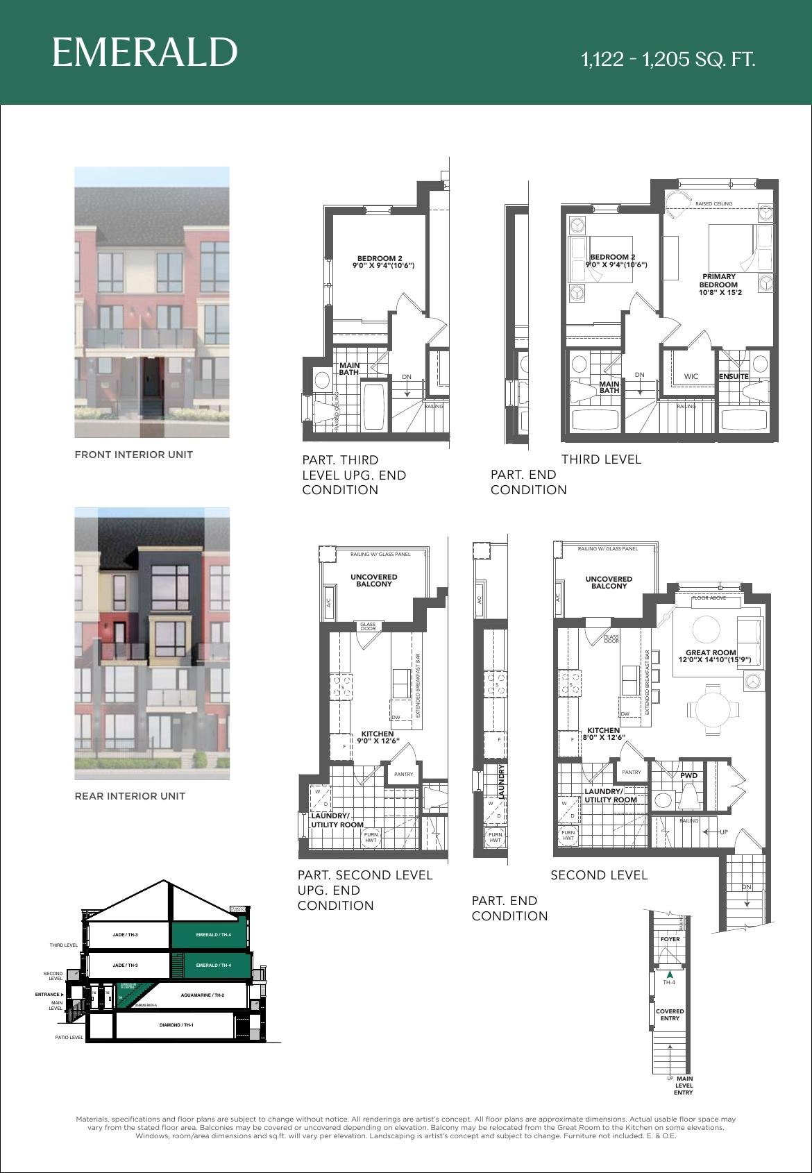 Emerald floor plan and elevation